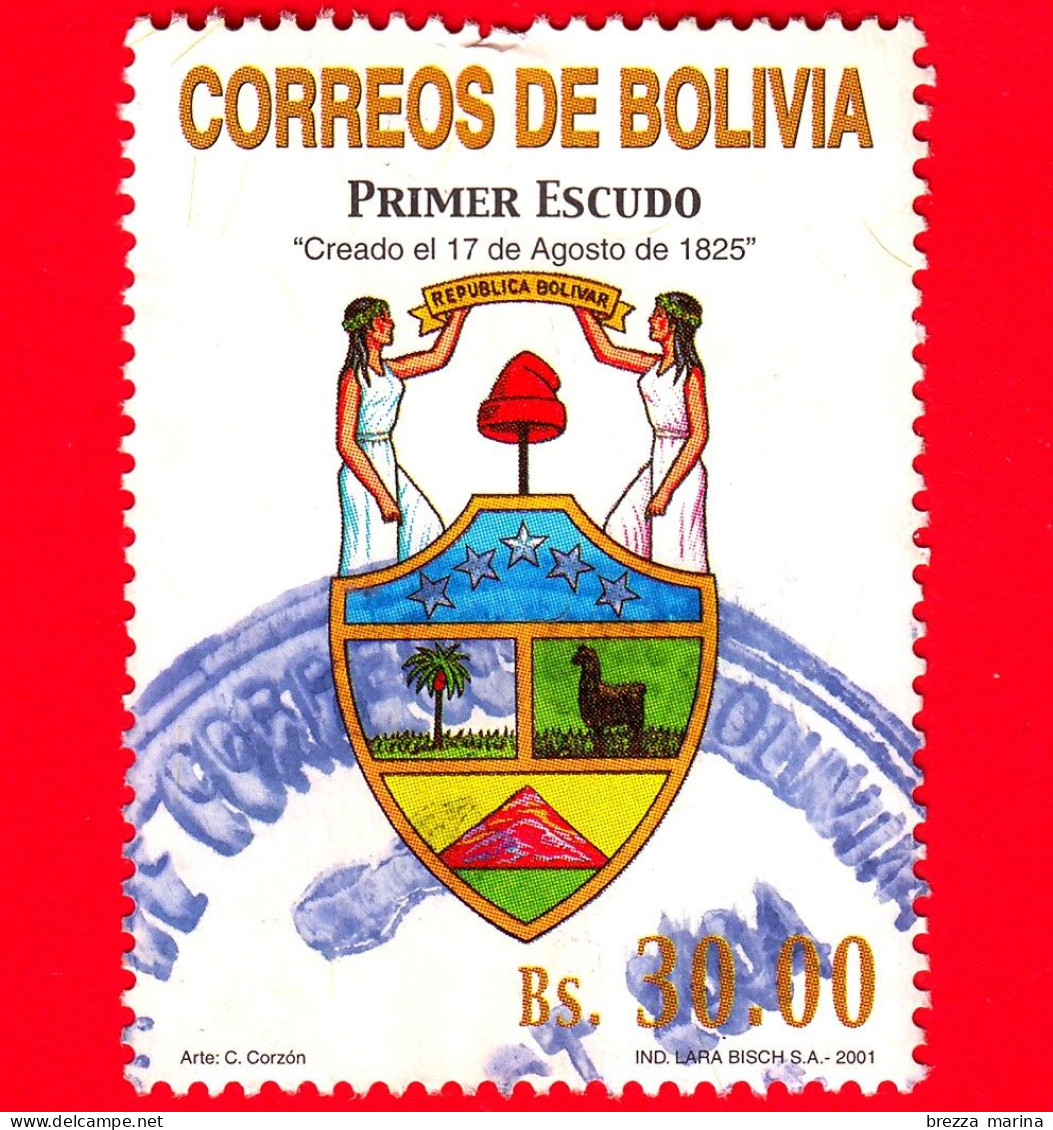 BOLIVIA - Usato - 2001 - Stemmi Araldici - Primo Stemma, Adottato Il 17 Agosto 1825 - 30.00 - Bolivie