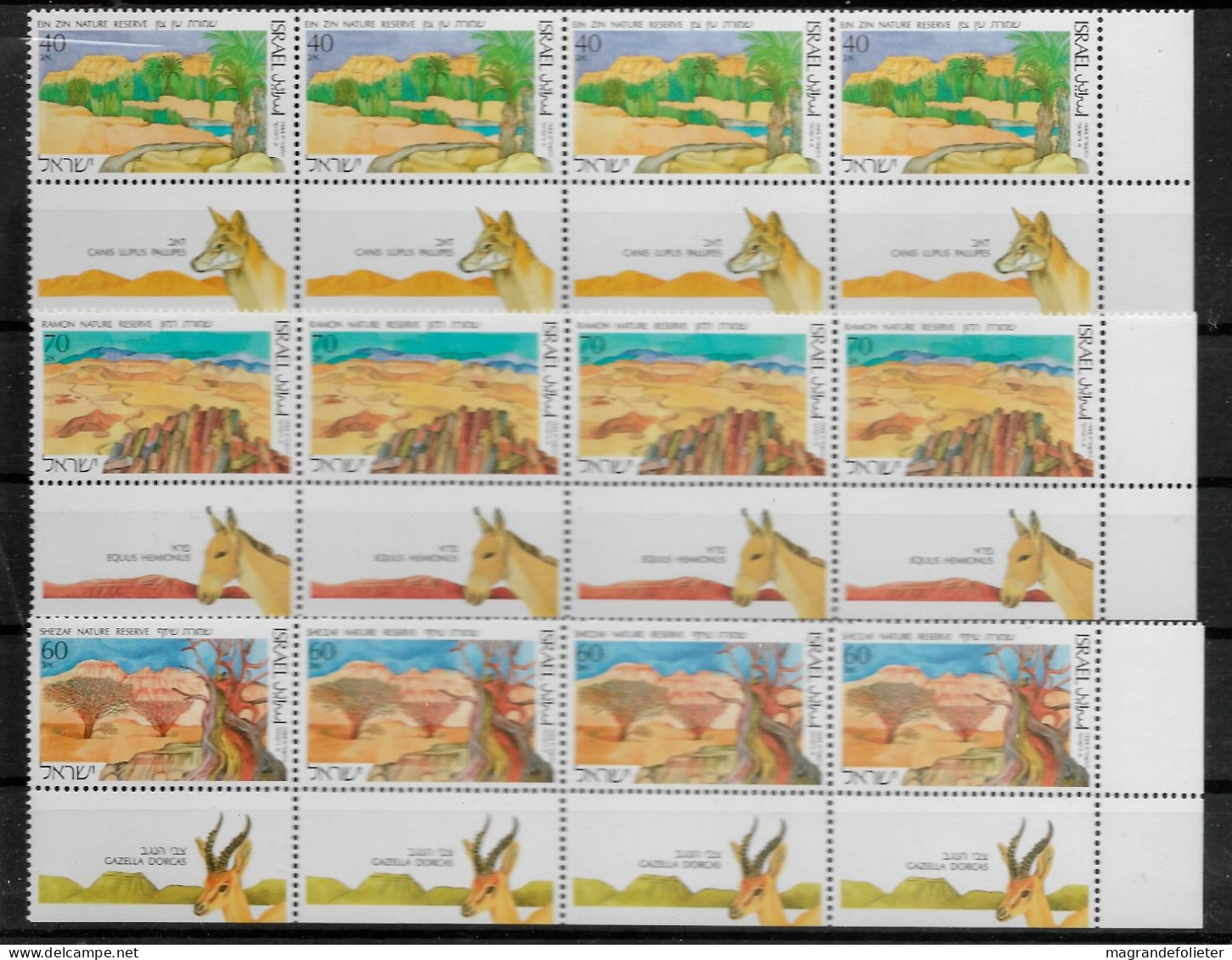 TIMBRE STAMP ZEGEL ISRAËL PETIT LOT 4 X 1042-44  XX - Ongebruikt (met Tabs)