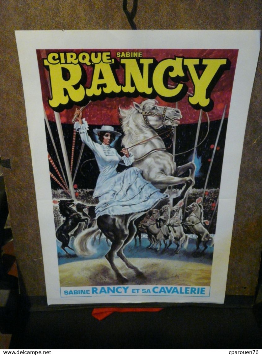 Affiche Ancienne Années 70 80  Cirque Circassiens Sabine Rancy Et Sa Cavalerie Dressage De Chevaux Cavalerie équidés - Affiches