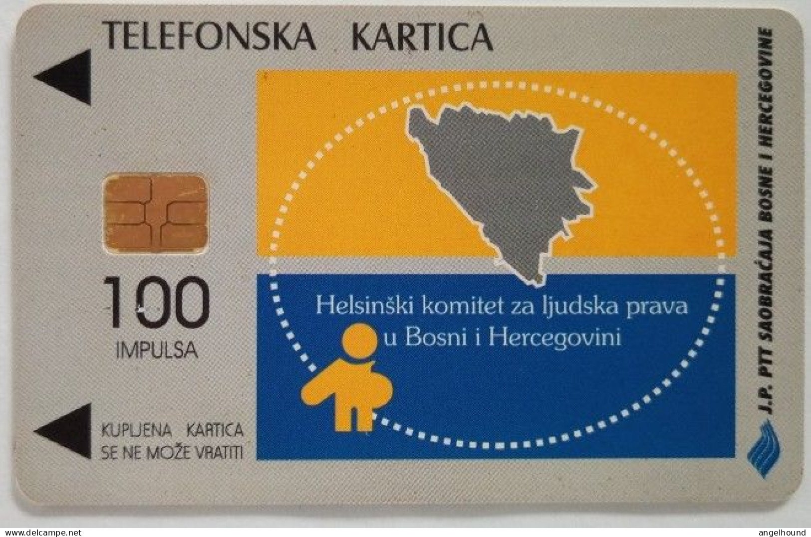 Bosnia 100 Units Chip Card - Map Of Bosnia - Bosnië