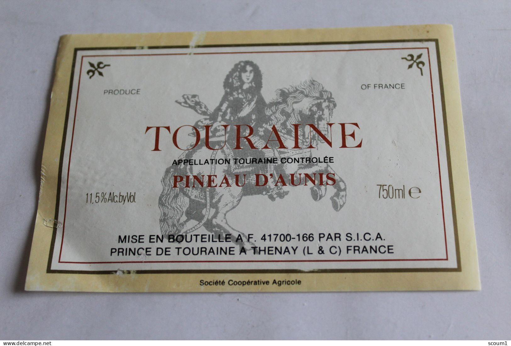 Etiquette Jamais Servie  Neuve   TOURAINE PINEAU D AUNIS 750ML 11.5o - Other & Unclassified