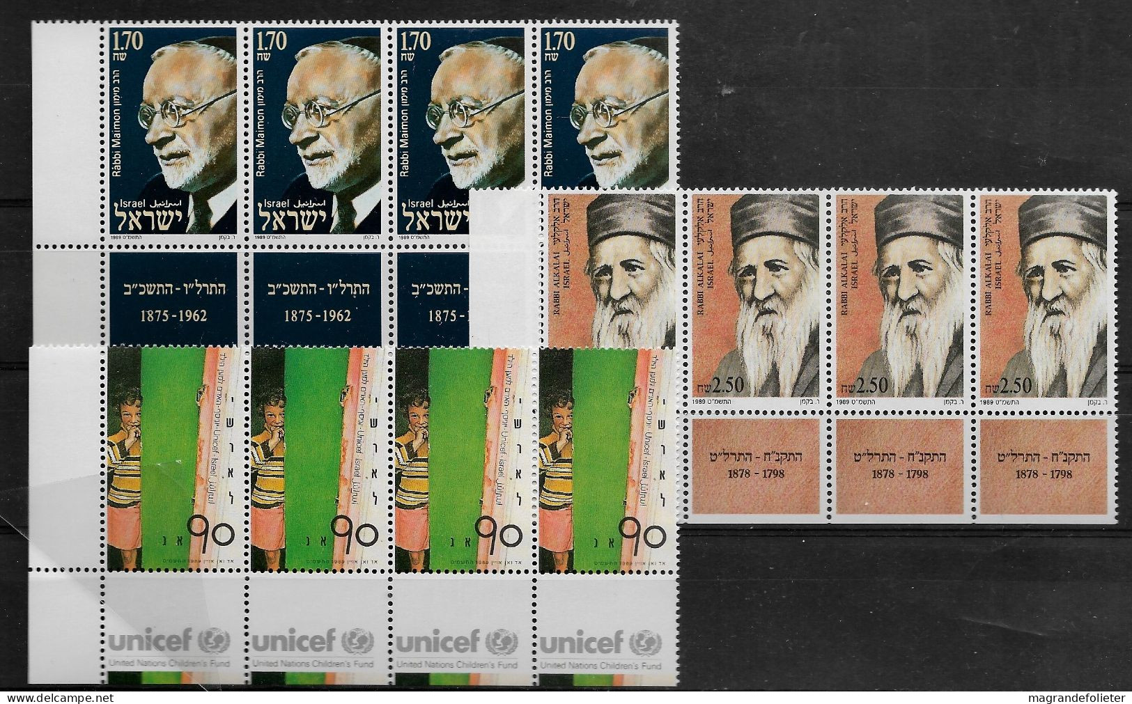 TIMBRE STAMP ZEGEL ISRAËL PETIT LOT 4 X 1064-1068-1080  XX - Nuevos (con Tab)