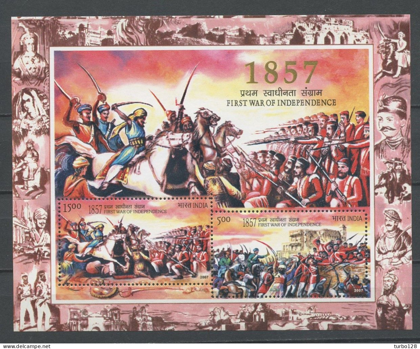 INDE 2007 Bloc N° 43 ** Neuf MNH Superbe Anniversaire Guerre D'indépendance Combat à Kanpur Et Lucknow Chevaux Horses - Ungebraucht