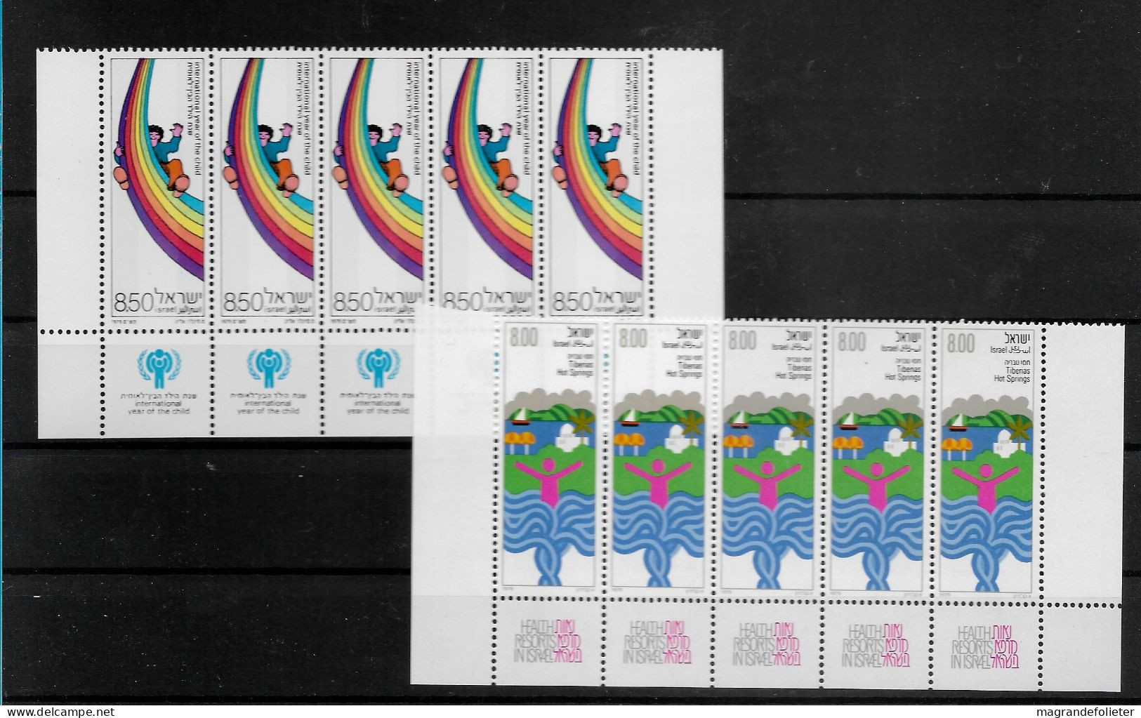 TIMBRE STAMP ZEGEL ISRAËL PETIT LOT 5 X 744 ET 753  XX - Neufs (avec Tabs)