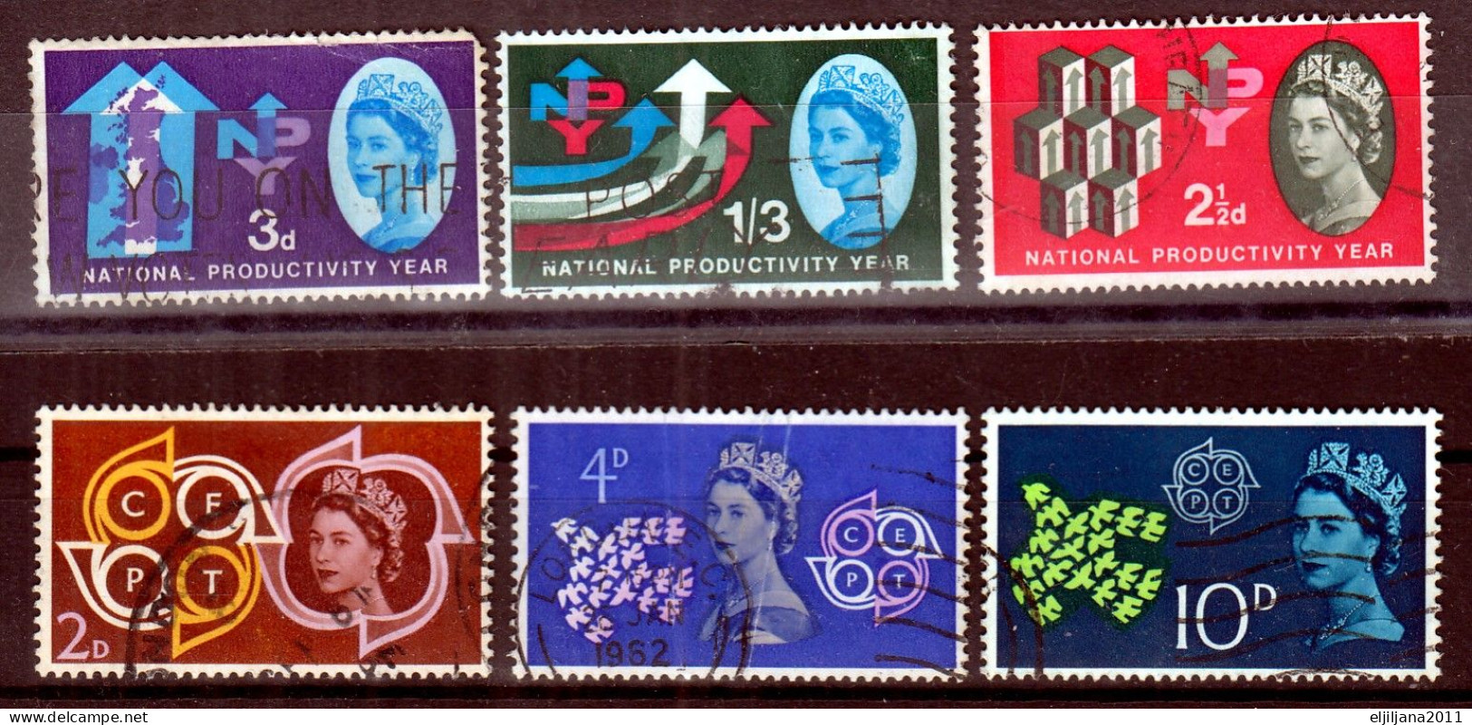 Great Britain - GB / UK / QEII. 1953 - 1963 ⁕ Queen Elizabeth II. ⁕ 22v Used Stamps / Unchecked - Gebraucht
