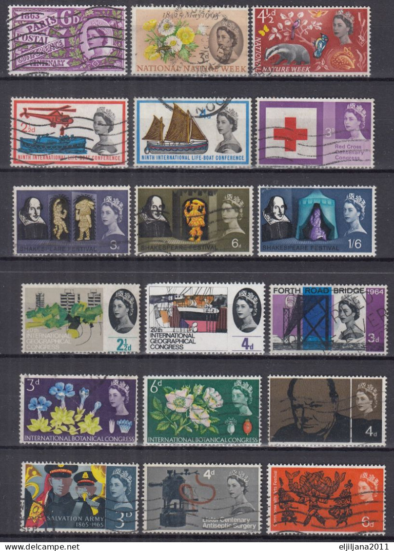 Great Britain - GB / UK / QEII. 1963 - 1965 ⁕ Queen Elizabeth II. ⁕ 18v Used Stamps / Unchecked - Oblitérés