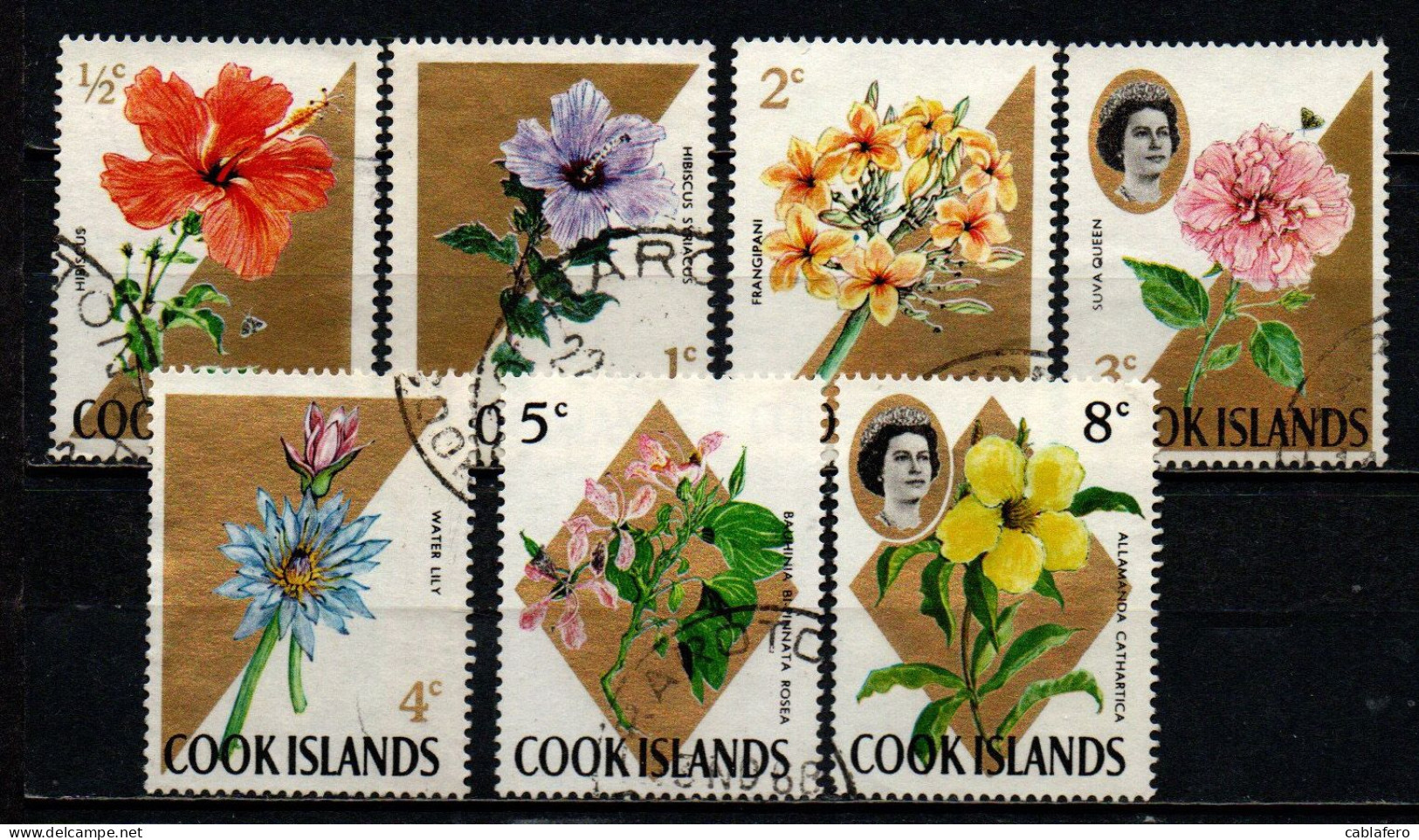 COOK ISLANDS - 1967 - Elizabeth II And Flowers - USATI - Islas Cook