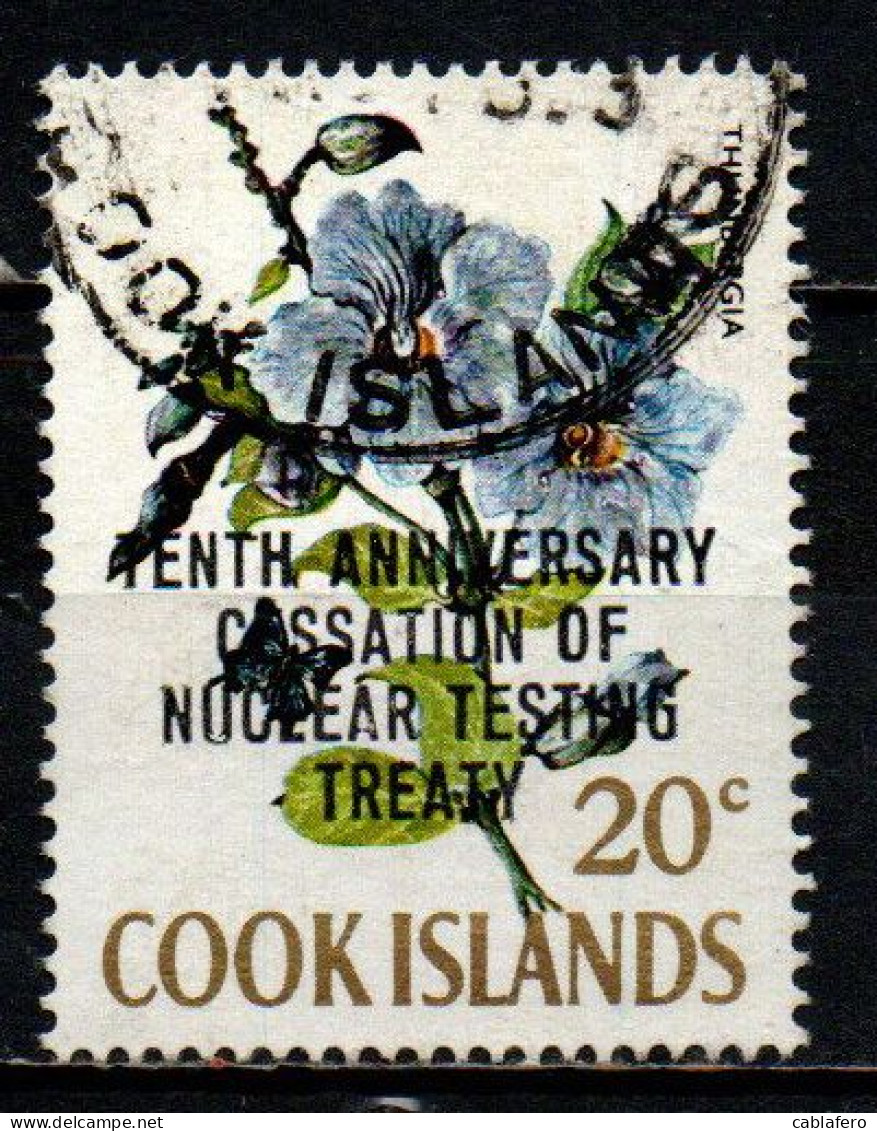 COOK ISLANDS - 1973 - Overprinted: “TENTH ANNIVERSARY / CESSATION OF / NUCLEAR TESTING / TREATY” - USATO - Islas Cook