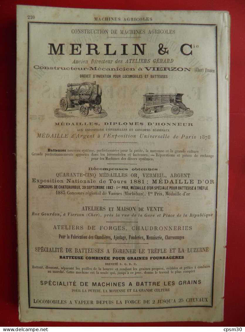 PUB 1884 - Lits Meubles Fer F Grandet Rue Ste Catherine 33 Bordeaux, Machines Agricoles Merlin 18 Vierzon - Publicités