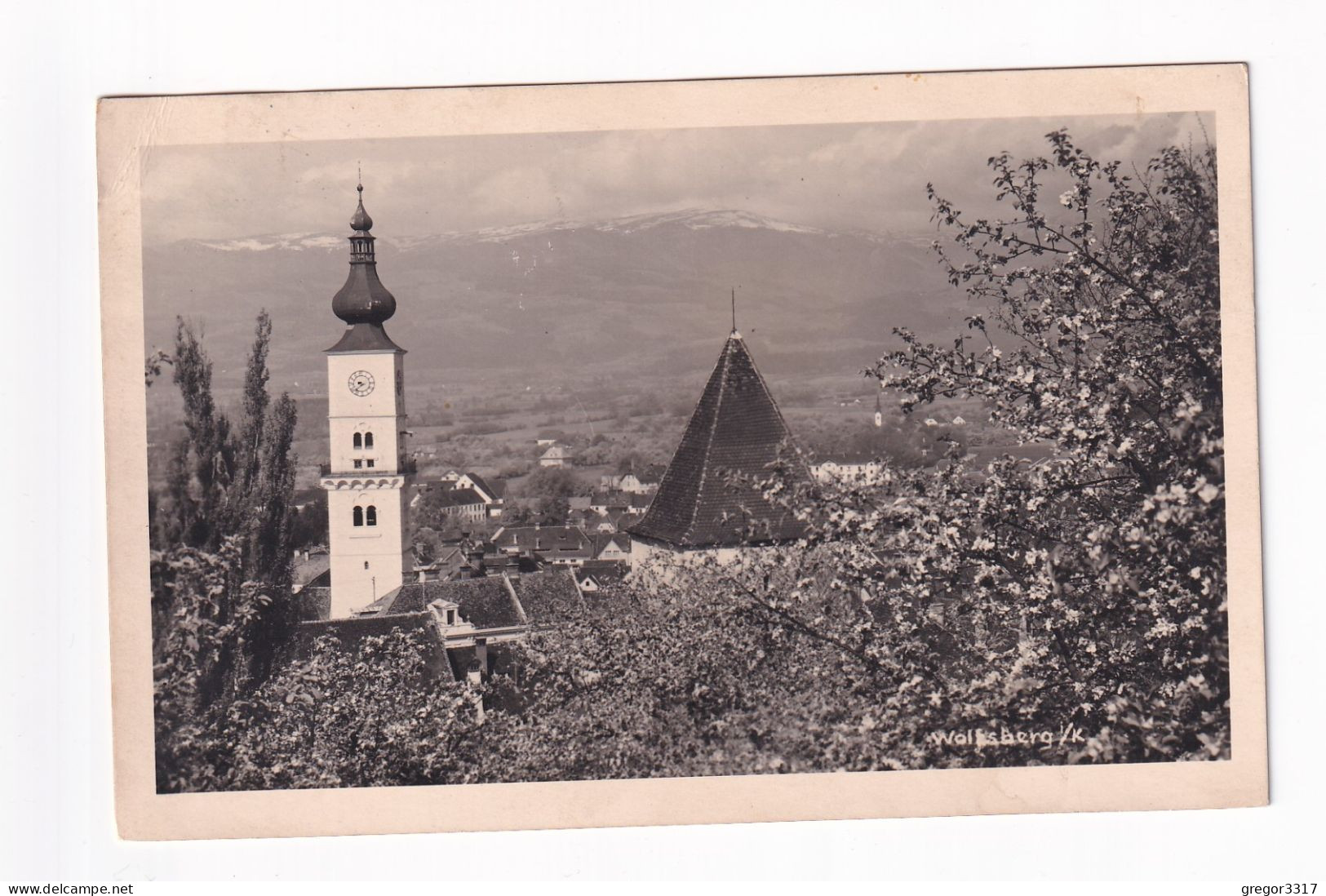 E5362) WOLFSBERG In Kärnten - FOTO AK Mit Blühenden Bäumen Und Kirchturm ALT !! 2.12.1938 - Wolfsberg