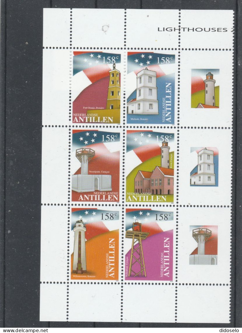 Netherlands Antilles - 2008 - Block Of 6  MNH(**) Lighthouse Stamps With Tabs - Faros