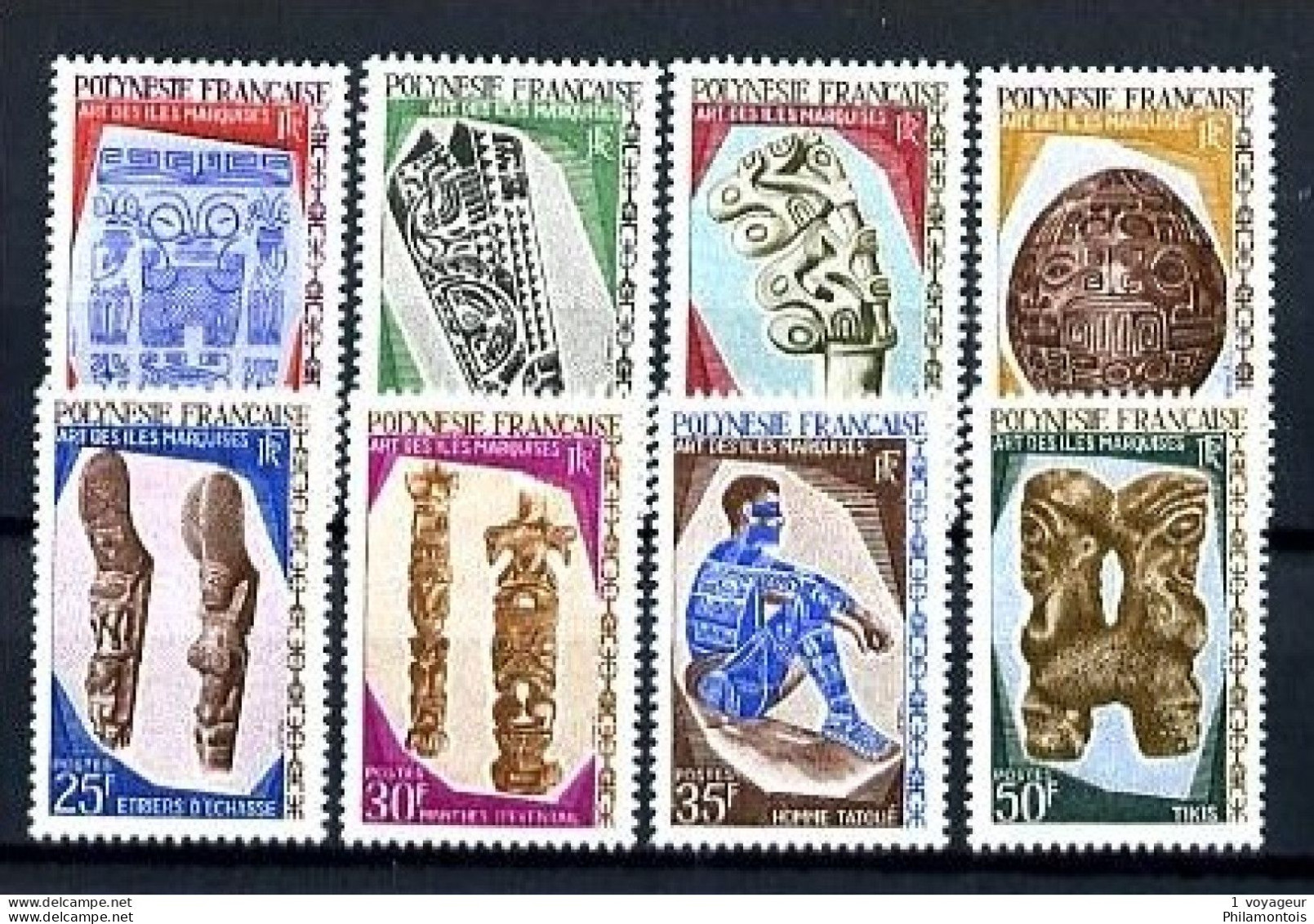 POLYNESIE - 52 / 59 - Arts Des Iles Marquises - Série Complète 8 Valeurs - Neufs N* - Unused Stamps