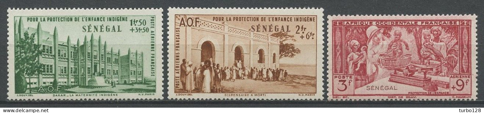 SENEGAL 1942 PA N° 18/20 ** Neufs MNH Superbe C 3 € Profit De L'oeuvre Protection De L'enfance Indigène Infirmière - Nuovi