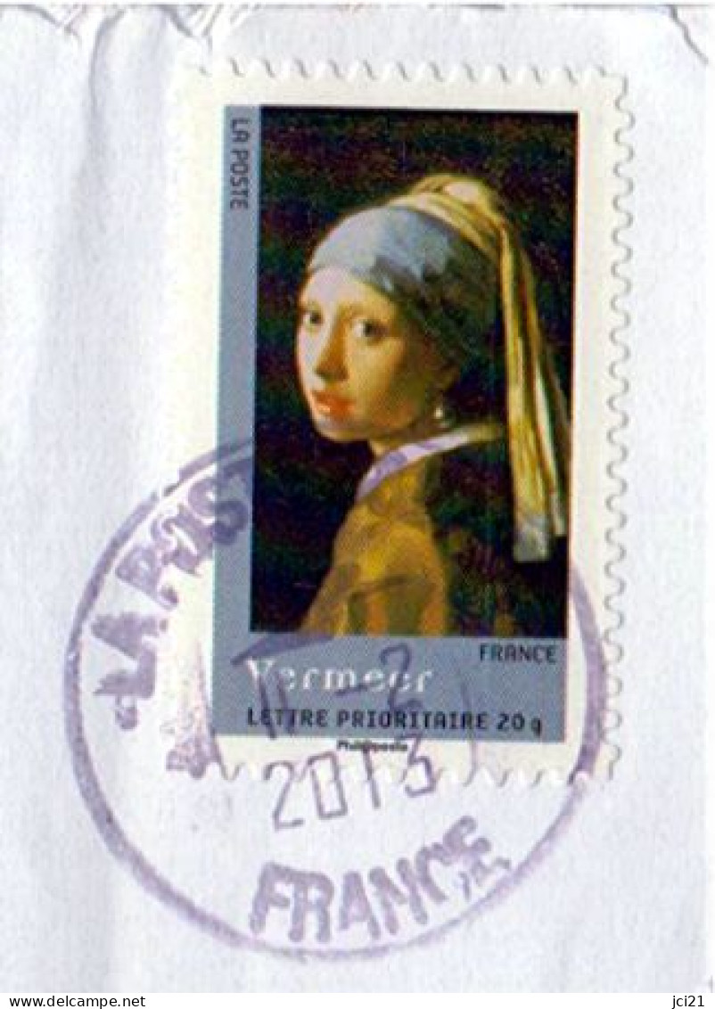 TIMBRE " VERMEER " AUTO-ADHESIF OBLITÉRÉ CACHET ROND SUR ENVELOPPE _T2298 - Lettres & Documents