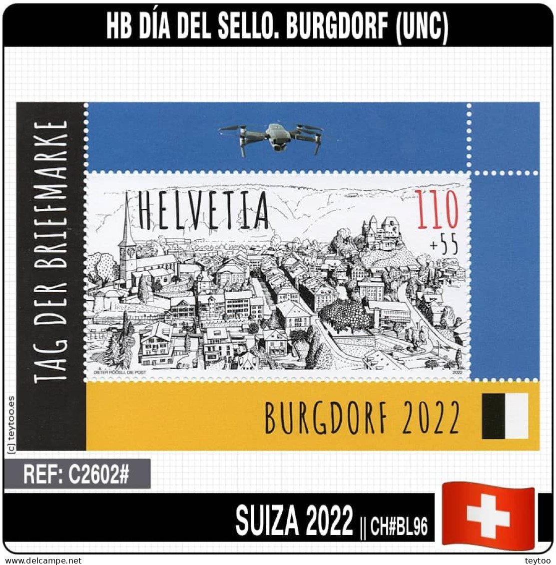 C2602# Suiza 2022. HB Día Del Sello. Burgdorf (MNH) MI#BL96 - Nuevos