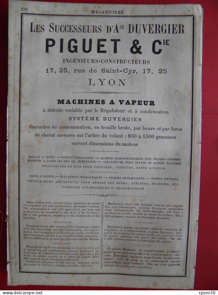 PUB 1884 - Installation Usine Machine Tissus Chaudronnerie Tulpin 76 Rouen, Mallet, Lebarbier&Villon, Piguet - Publicités