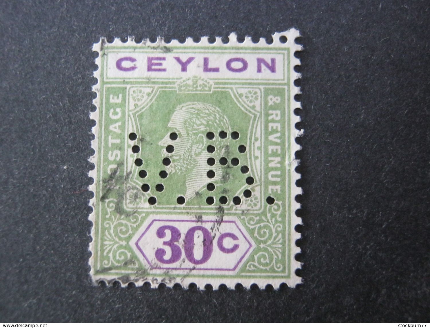 CEYLON  , Perfin , Perfore , Lochung - Ceylon (...-1947)