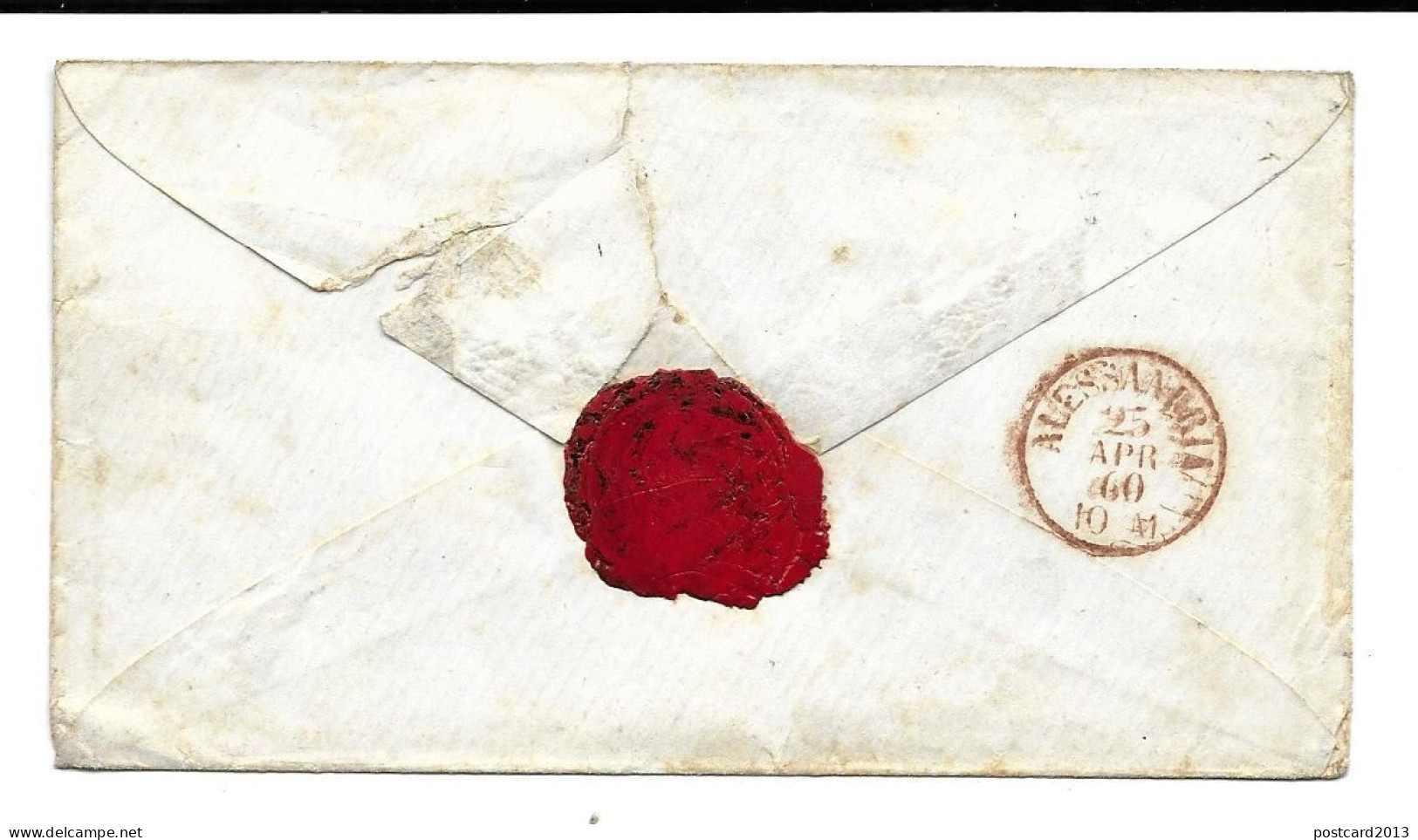 REGNO DI SARDEGNA , BOLLO IN ROSSO DI ALESSANDRIA SU LETTERA DA BOLOGNA , 1860 . - Sardegna