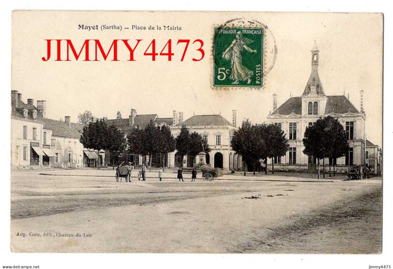 CPA - MAYET (Sarthe) Place De La Mairie ( Bien Animée ) Edit. Aug. Cocu  Château-du-Loir - Mayet