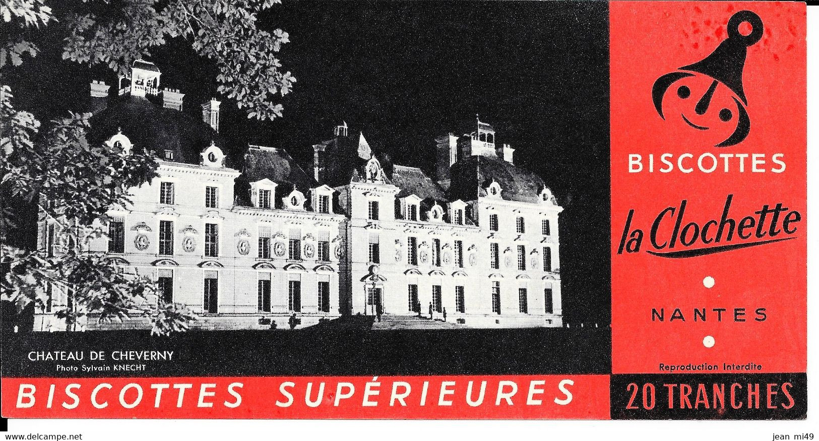 IMAGE BUVARD (FORMAT 10 X19) - BISCOTTES LA CLOCHETTE NANTES -  Château DE CHEVERNY - Zwieback