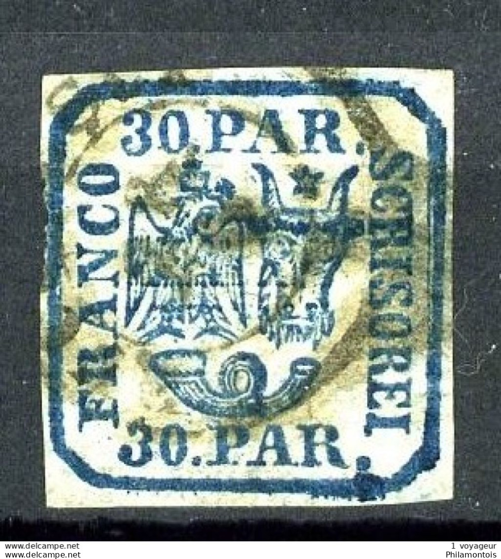 ROUMANIE - 10 -  30 P. Bleu - Oblitéré - Très Beau - 1858-1880 Moldavië & Prinsdom