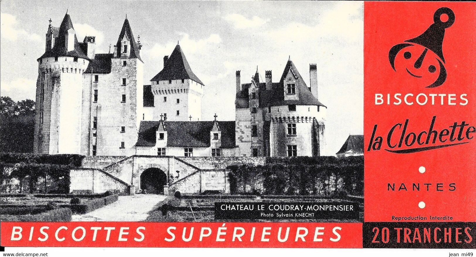 IMAGE BUVARD (FORMAT 10 X19) - BISCOTTES LA CLOCHETTE NANTES -  Château Le COUDRAY MONPENSIER - Bizcochos