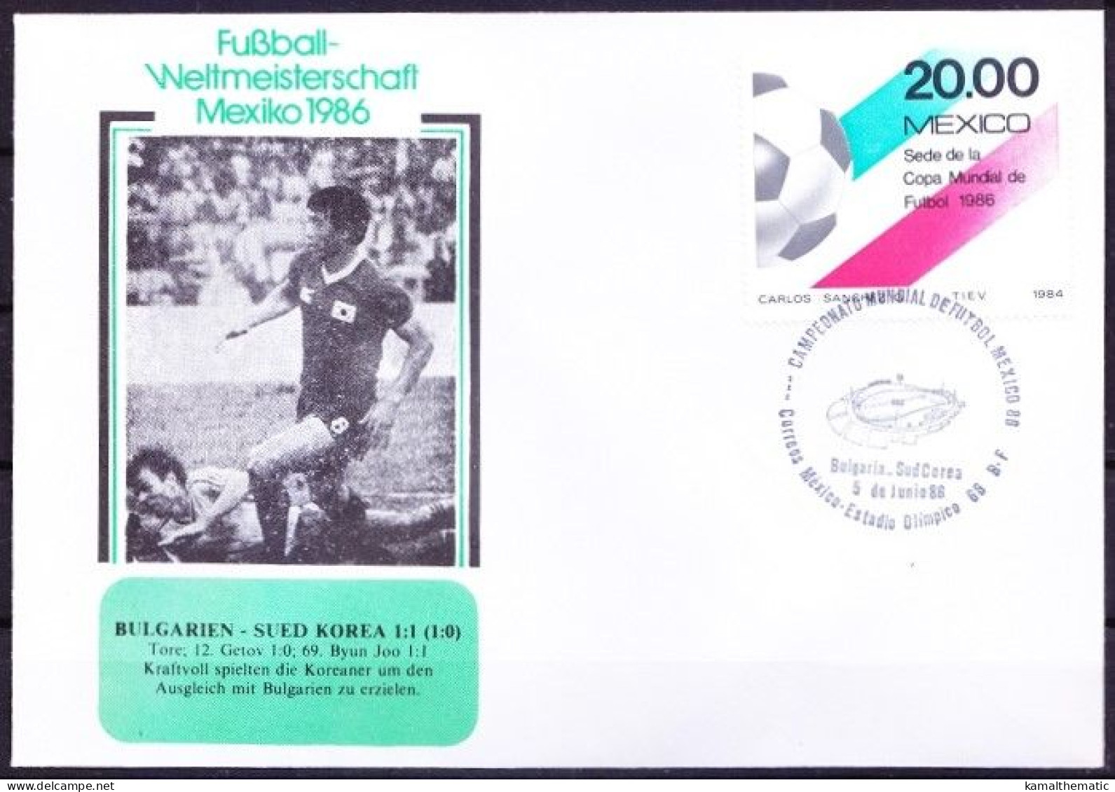 Mexico 1986 Cover, Koreans Equalize Bulgaria 1-1, WC Football, Sports, Soccer - 1986 – Mexico