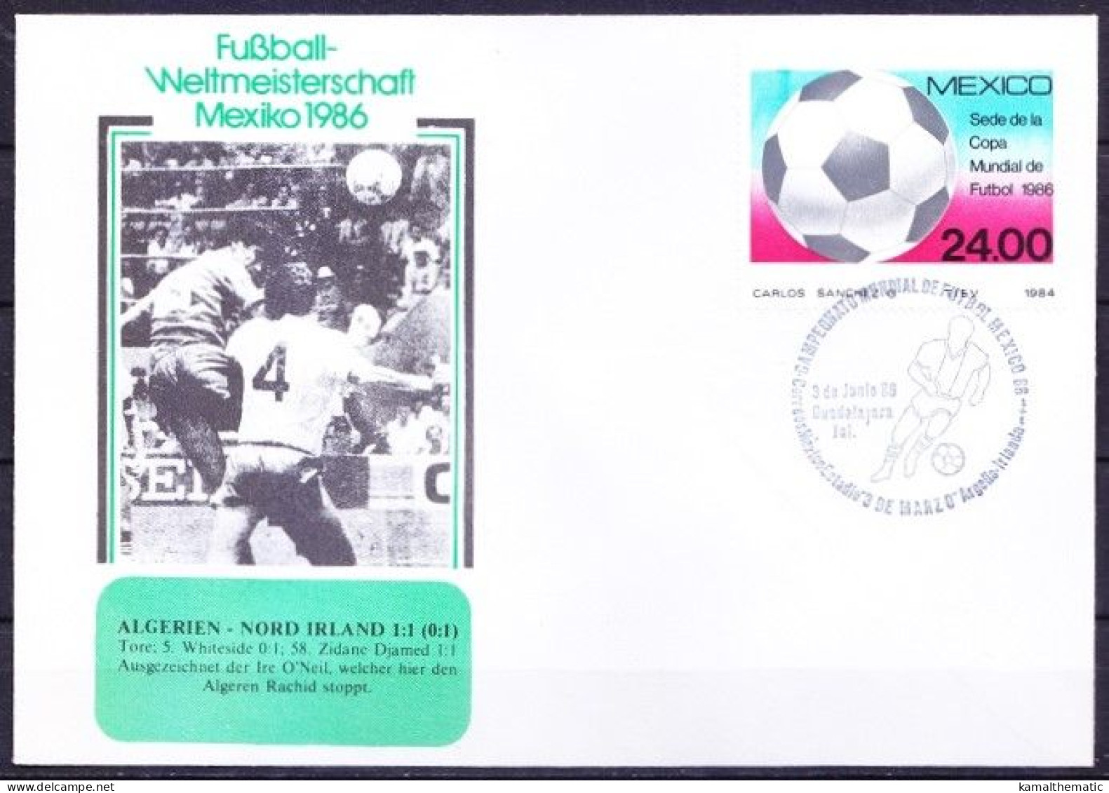 Mexico 1986 Cover, WC Football Algeria Vs Northern Ireland Final Score 0-1, Sports, Soccer - 1986 – Mexico