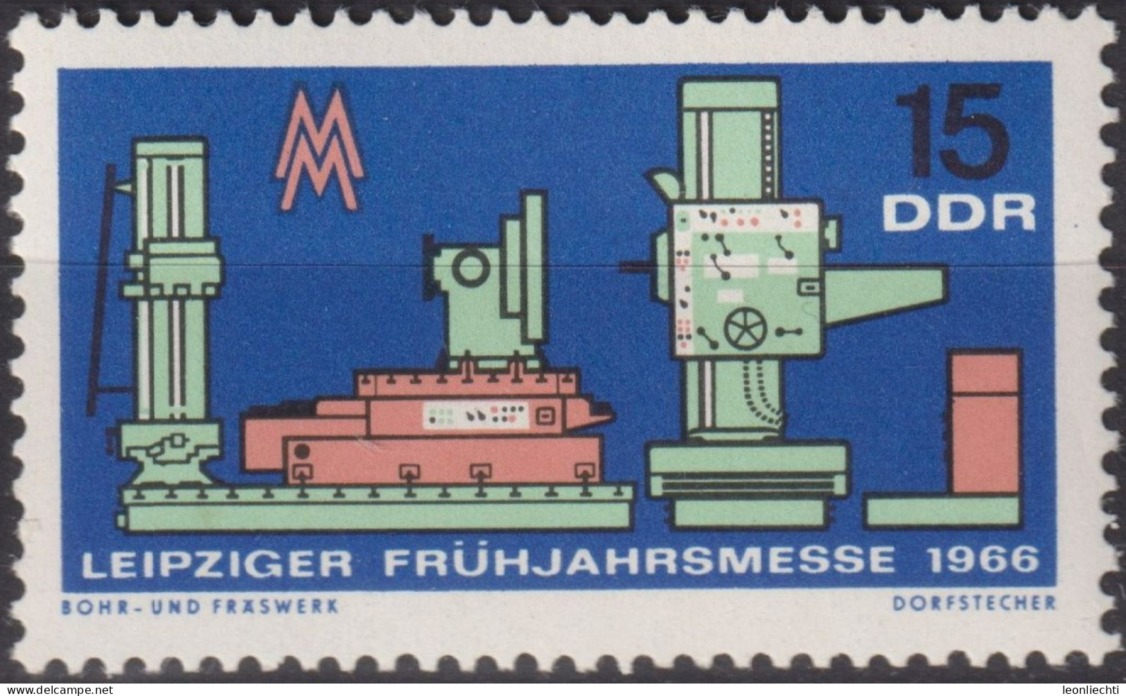 1966 DDR, ** Mi:DD 1160, Yt:DD 857, Bohr- Und Fräswerk, Leipziger Frühjahrsmesse 1966 - Fabbriche E Imprese