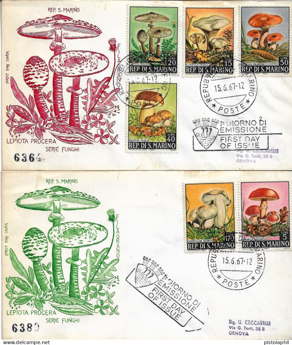 2 Fdc Filagrano:  FUNGHI 1967 - Raccomandate - FDC