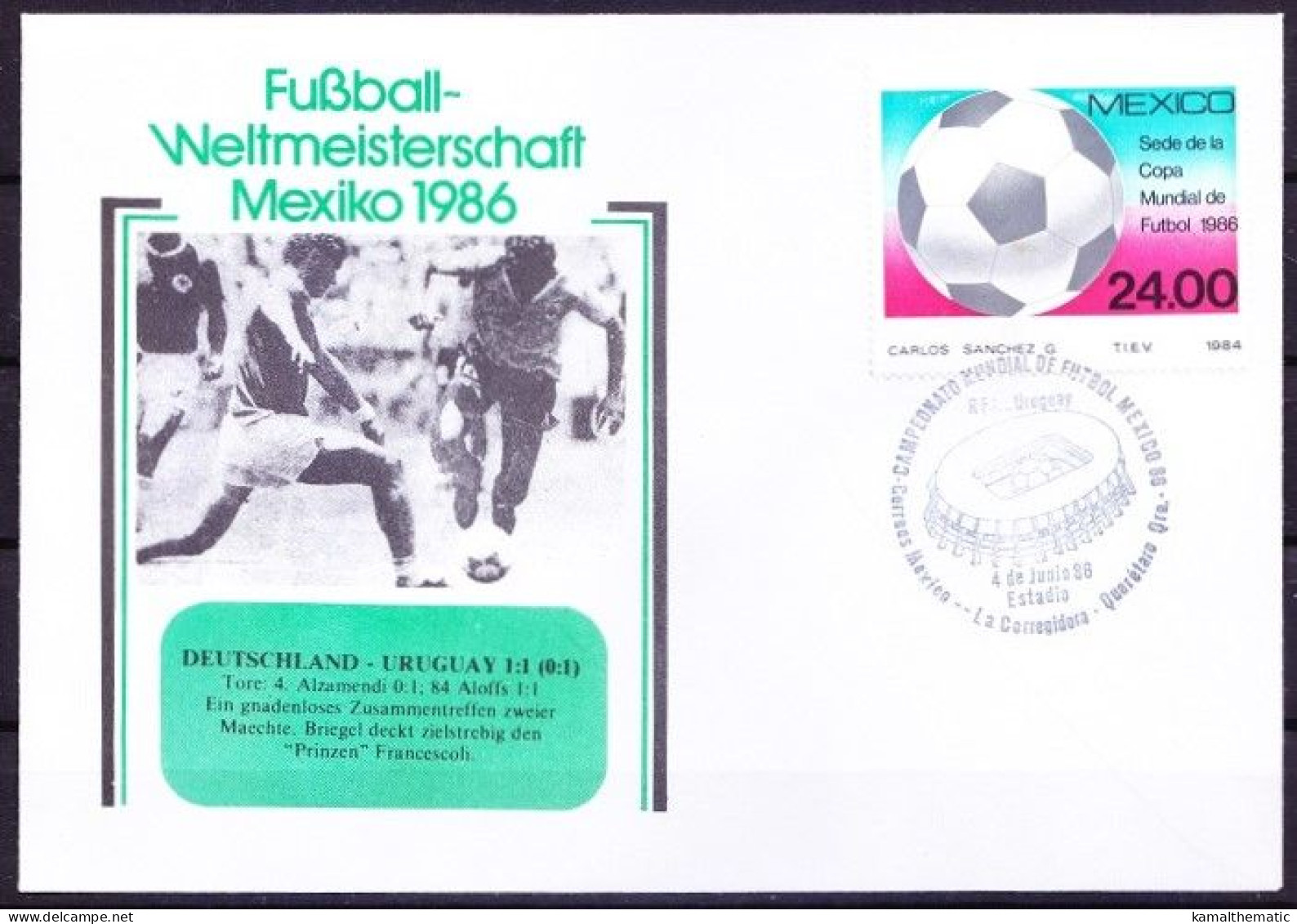 Mexico 1986 Cover, WC Football Germany Vs Uruguay Final Score 0-1, Soccer Sports - 1986 – Mexico