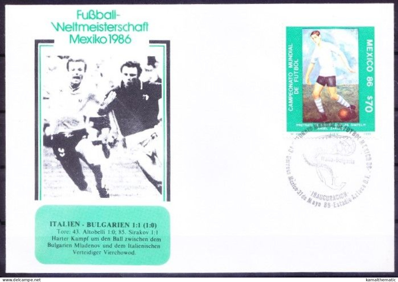 Mexico 1986 Cover, WC Football Italy Vs Bulgaria Final Score 1-1, Soccer, Sports - 1986 – México