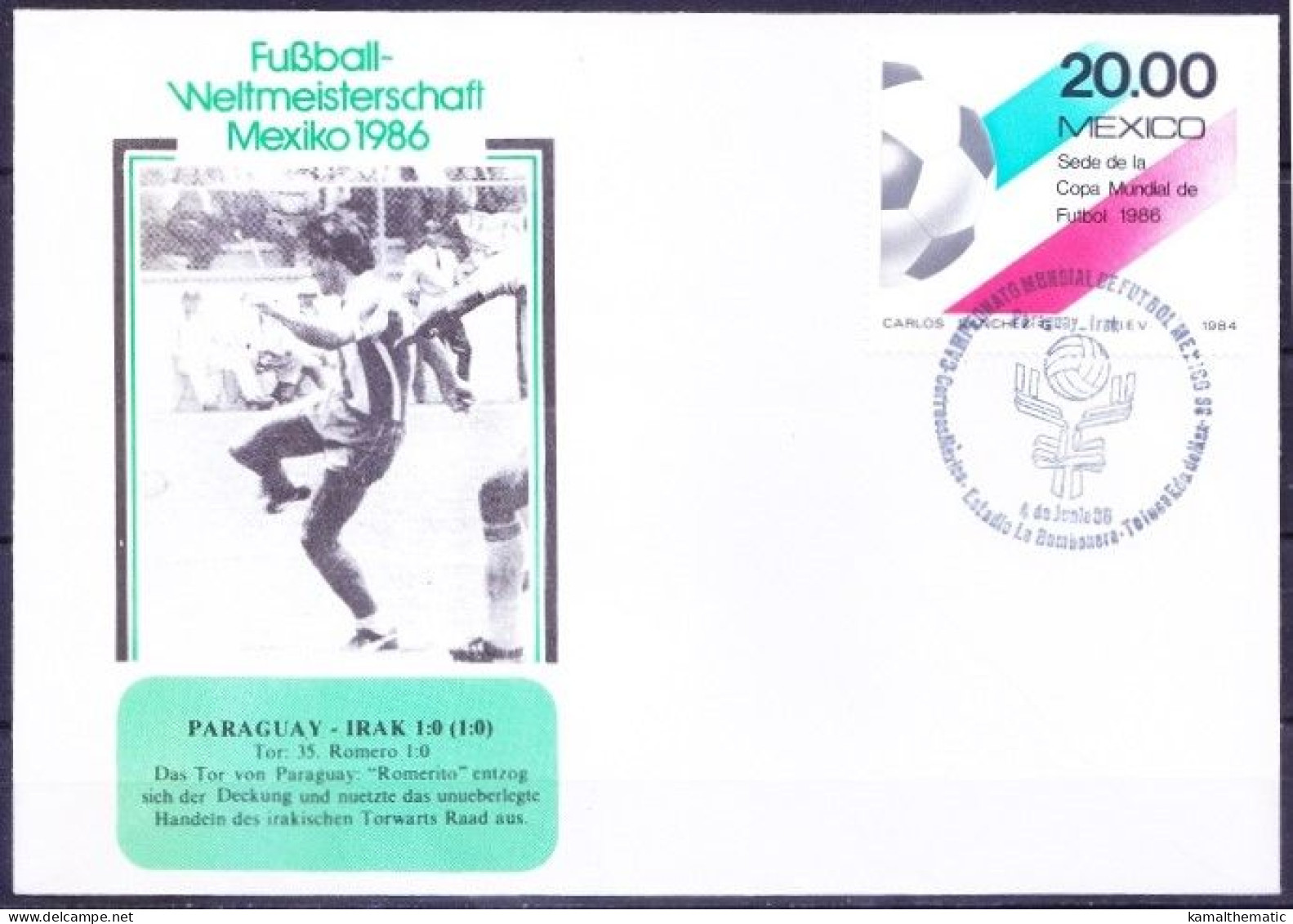 Mexico 1986 Cover, WC Football Paraguay Vs Iraq Final Score 1-0, Soccer, Sports - 1986 – Mexico