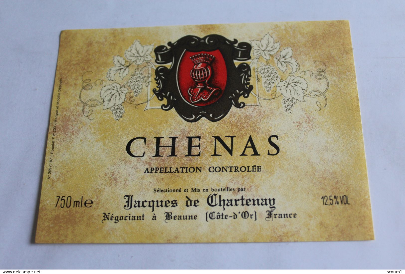 Etiquette Jamais Servie  Neuve    CHENAS JACQUES DE CHARTENAY BEAUNE 750ML 12.5o - Andere & Zonder Classificatie