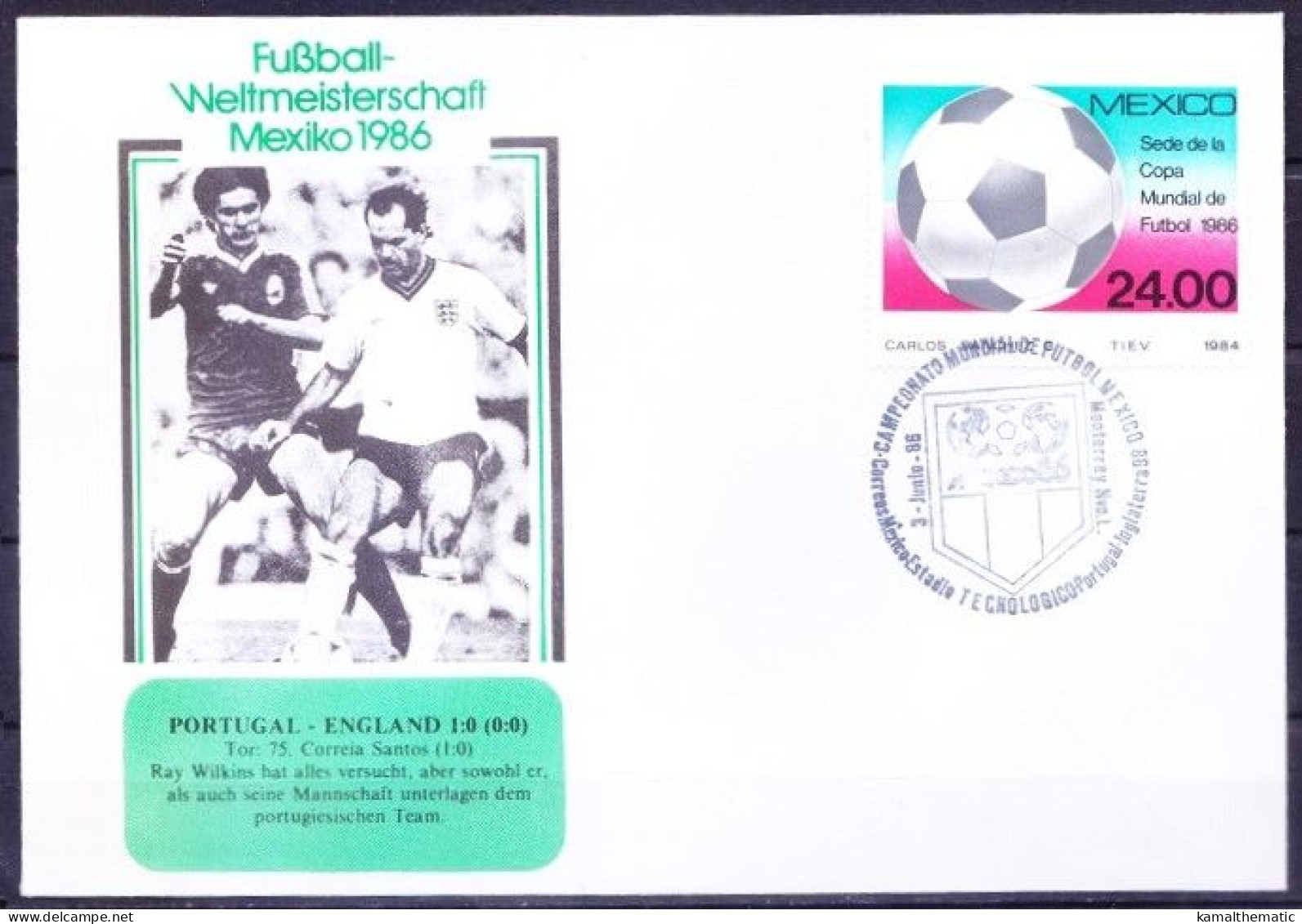 Mexico 1986 Cover, WC Football Portugal Vs England Final Score 1-0, Soccer, Sports - 1986 – Mexico