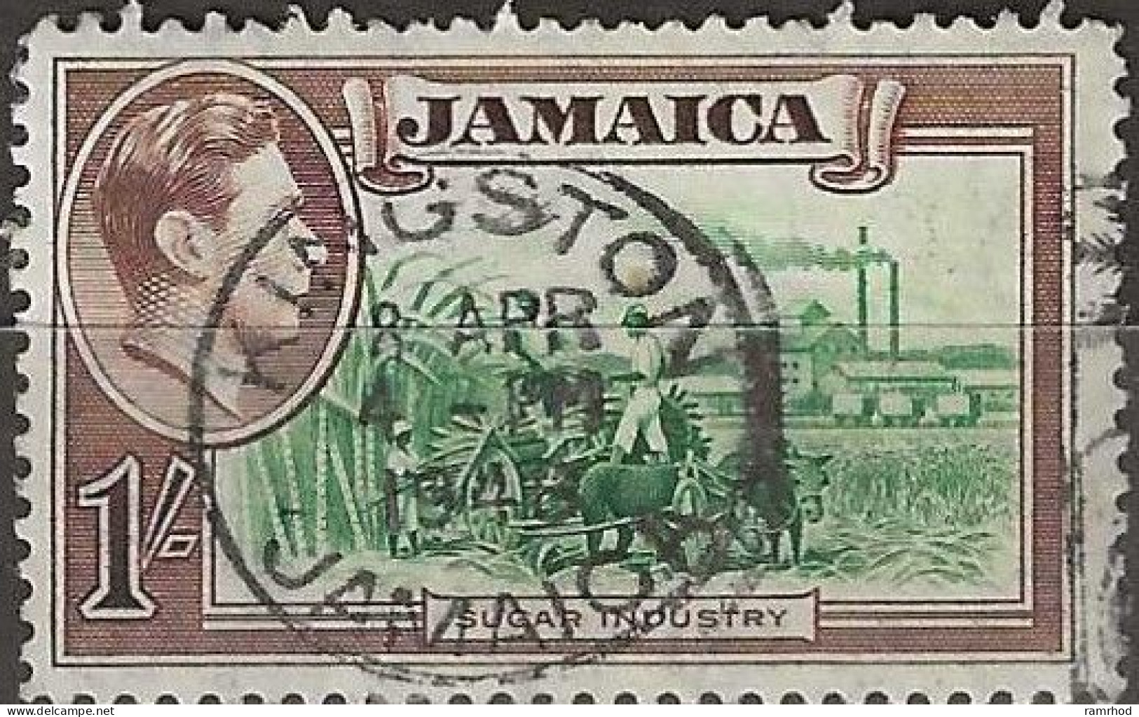 JAMAICA 1938 King George VI - 1s. Sugar Industry FU - Jamaica (...-1961)