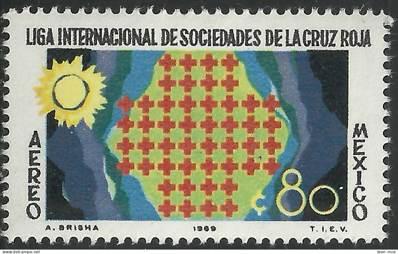 1969 MÉXICO CRUZ ROJA Sc. C370 MNH 50TH ANNIVERSARY OF THE INTERNATIONAL LEAGUE OF RED CROSS SOCIETIES - Mexico