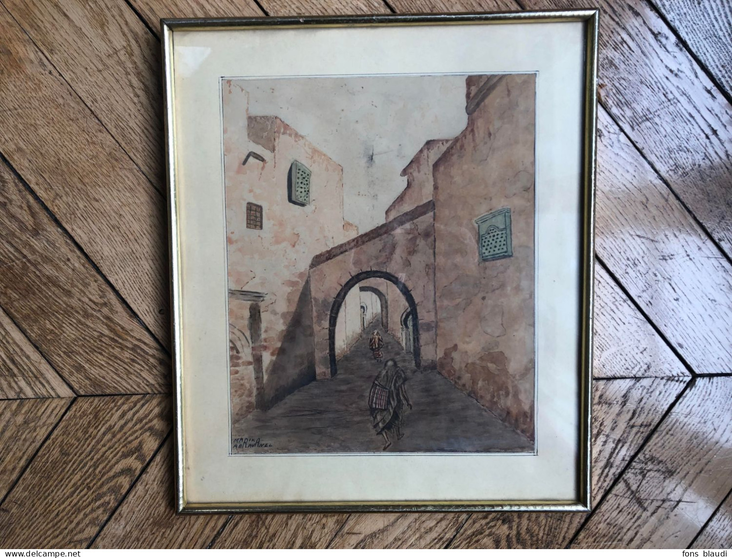 ORIENTALISME - Peintre Voyageur - 1949 - Aquarelle Gouachée -  Tripoli Vieille Ville - Marika ABRAVANEL - Wasserfarben