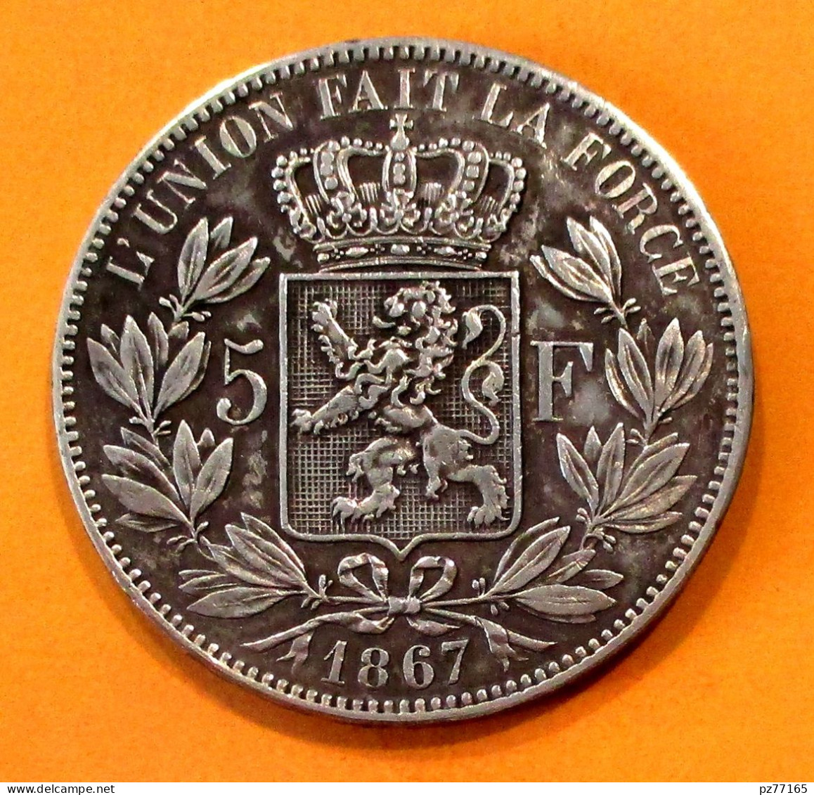 Belgique 5 Francs 1867 En TTB, Recherchée  Argent Silver - 5 Frank