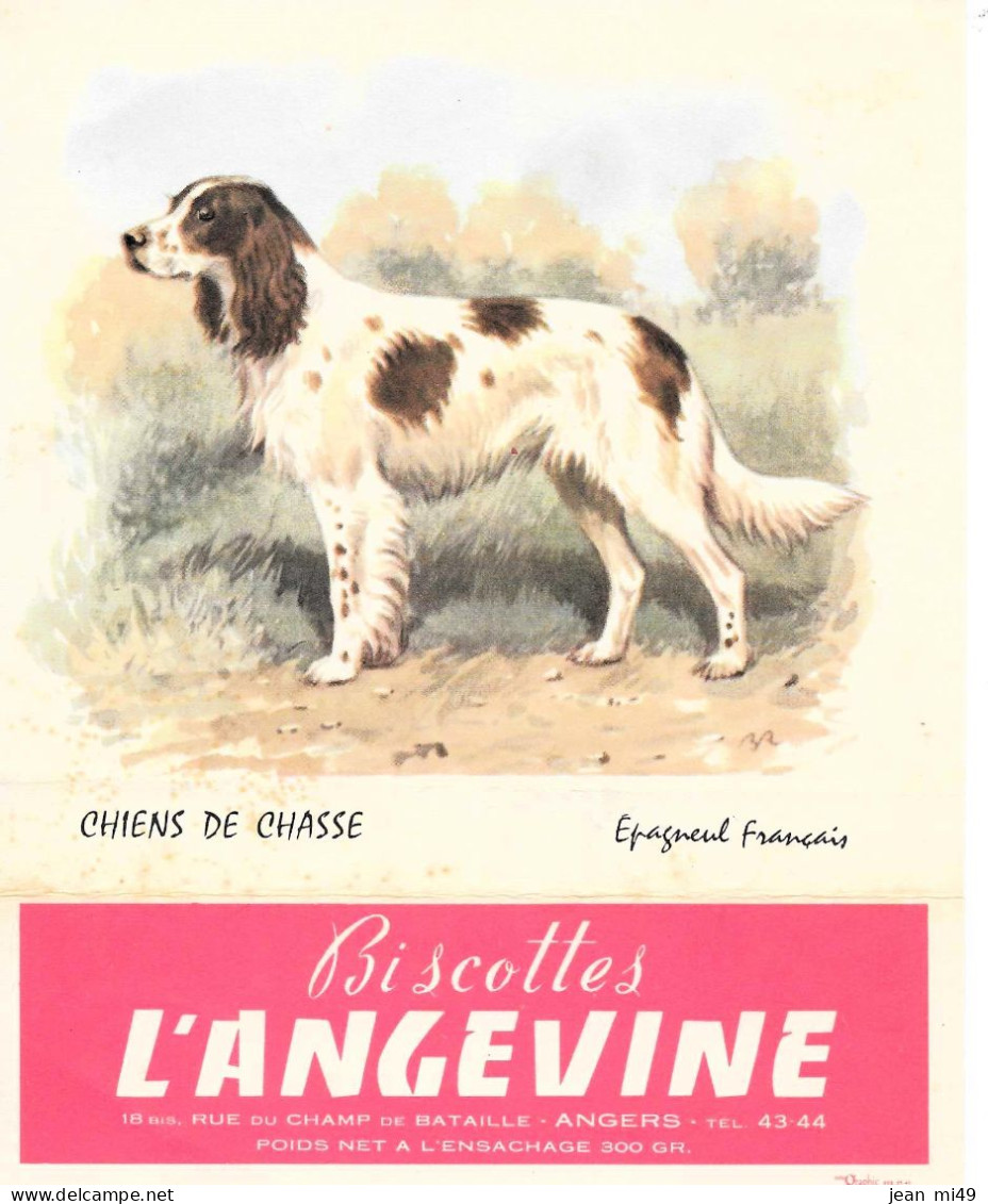 IMAGE BUVARD (FORMAT 16X13) - BISCOTTES L'ANGEVINE - Chien De Chasse - Epagneul Français - Biscottes