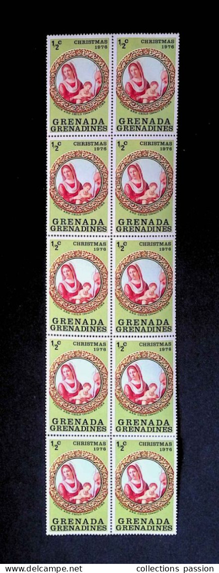 CL, Bloc-feuillet 10 Timbres, Grenada, Grenadines, Christmas 1976, Virgin And Child By Cima, Frais Fr 1.70 E - Grenada (1974-...)