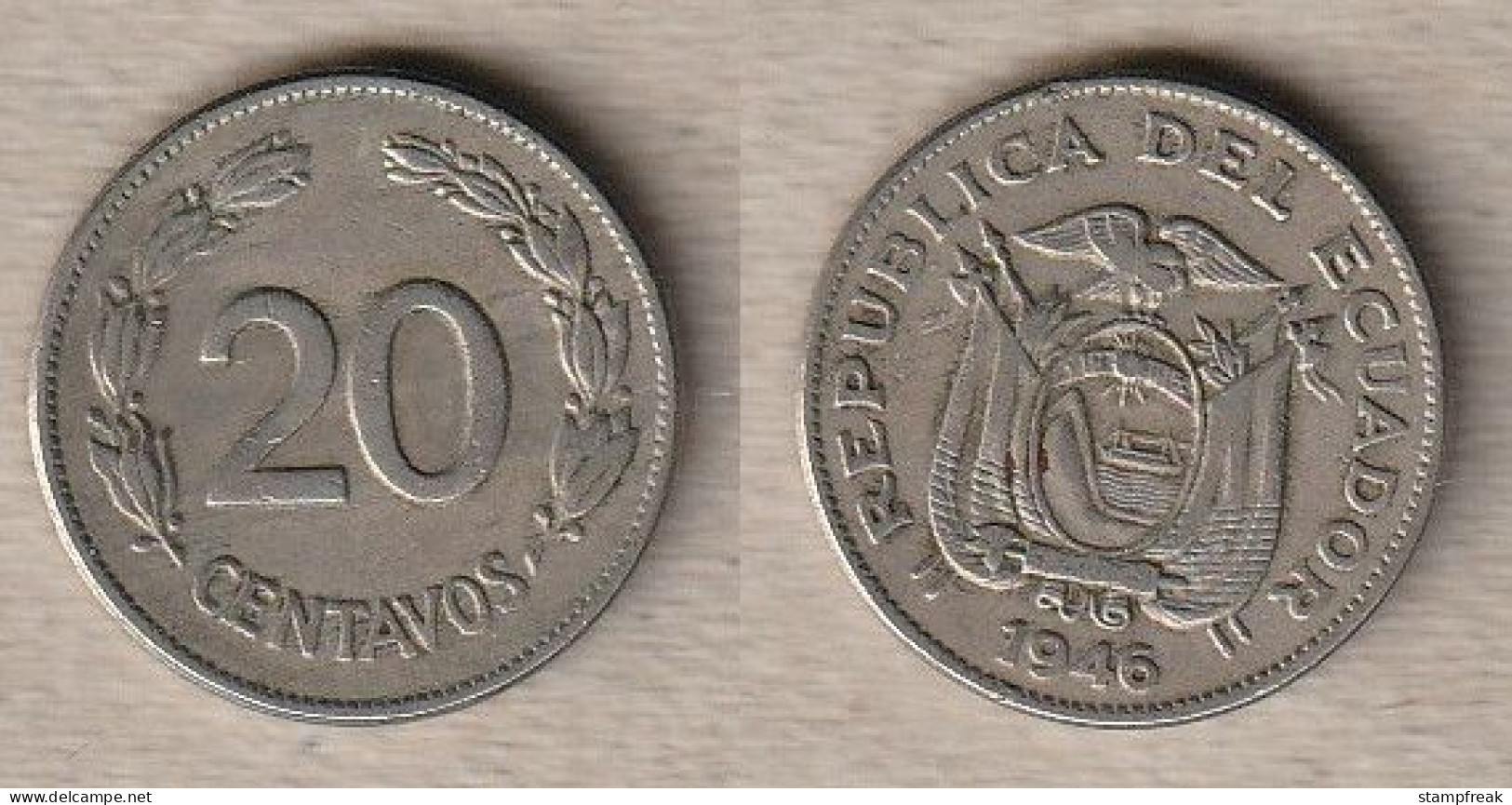 02466) Ecuador, 20 Centavos 1946 - Ecuador