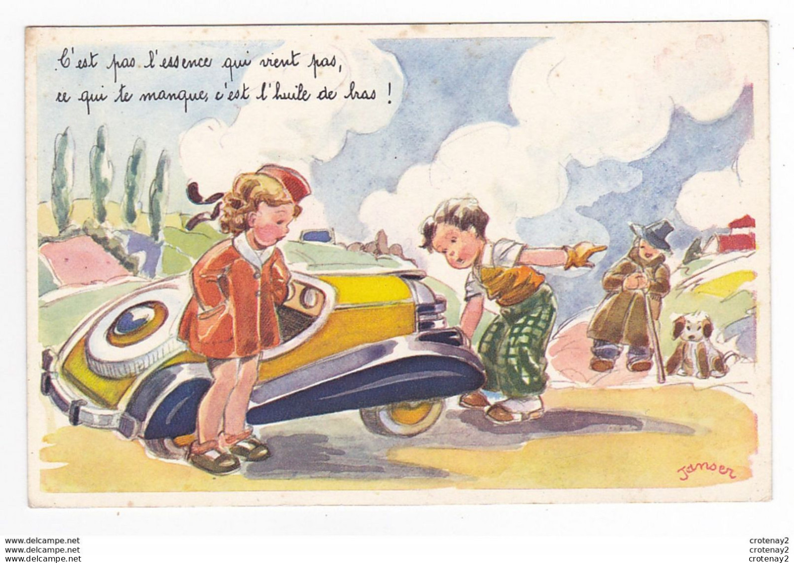 Illustrateur JANSER Enfants Auto Chien Humour Essence Huile De Bras éditions Superluxe Paris - Janser