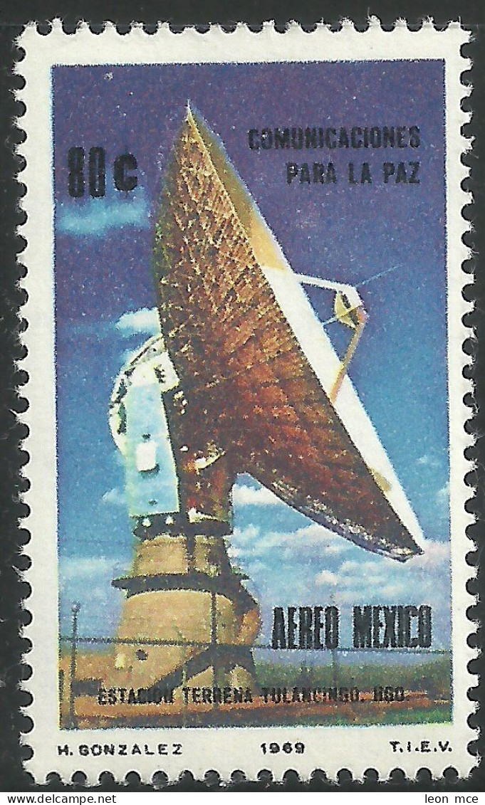 1969 MÉXICO COMUNICACIÓN PARA LA PAZ Sc. C371 MNH STATION FOR COMMUNICATIONS BY SATELLITE AT TULANCINGO - HIDALGO - Mexico