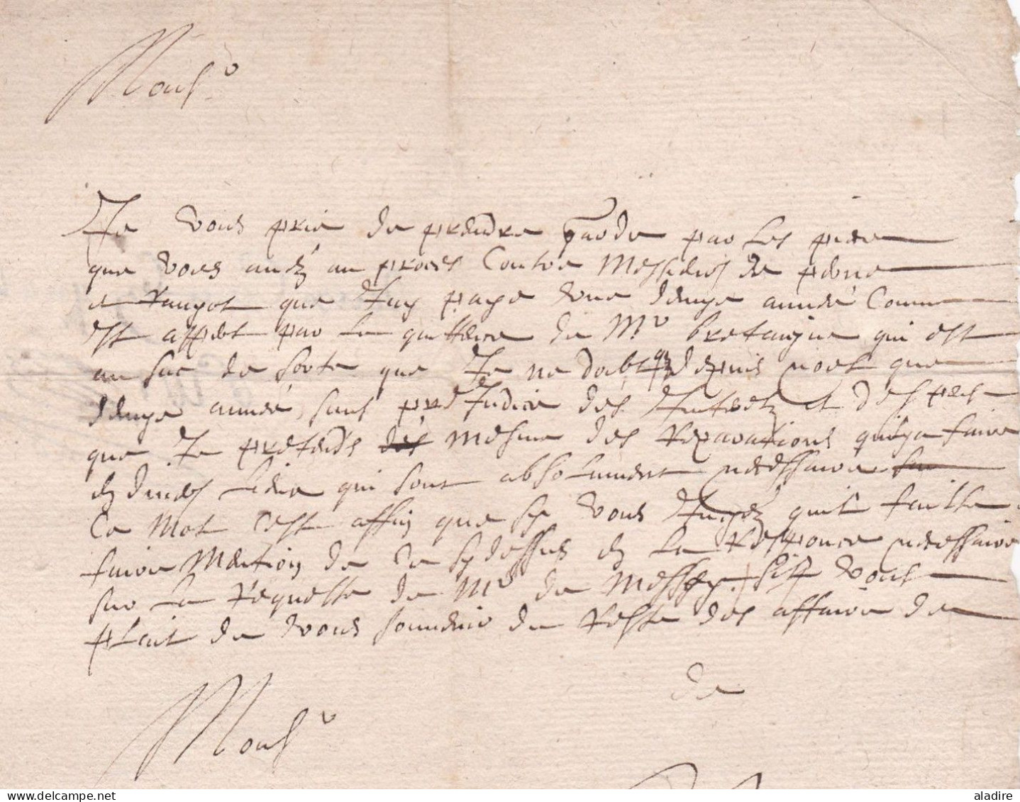 1647 - Régence D' Anne D'Autriche - Louis XIV A 9 Ans - Lettre Mystérieuse - Origine Et Destination à Déchiffrer - ....-1700: Precursori