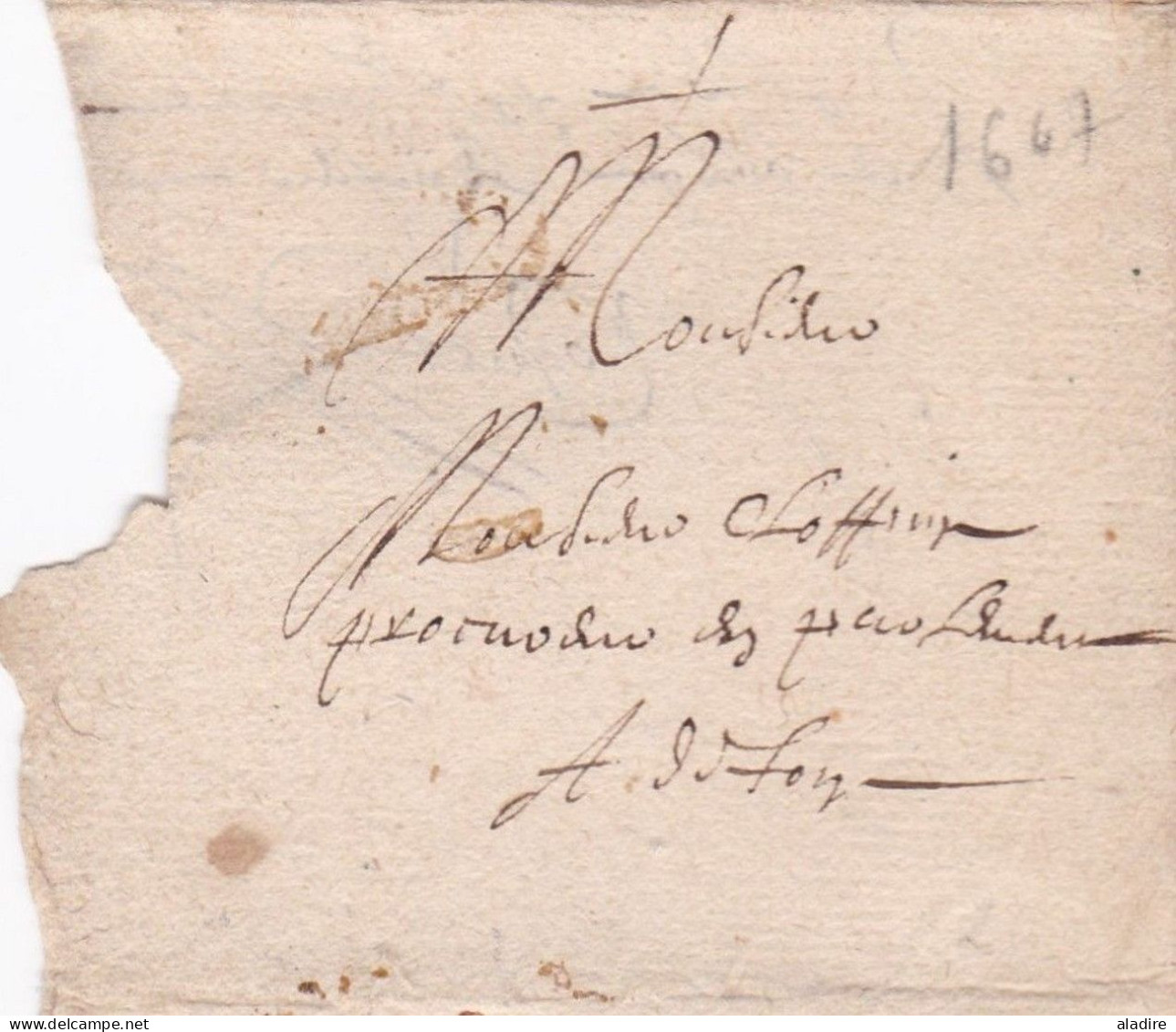 1647 - Régence D' Anne D'Autriche - Louis XIV A 9 Ans - Lettre Mystérieuse - Origine Et Destination à Déchiffrer - ....-1700: Precursors