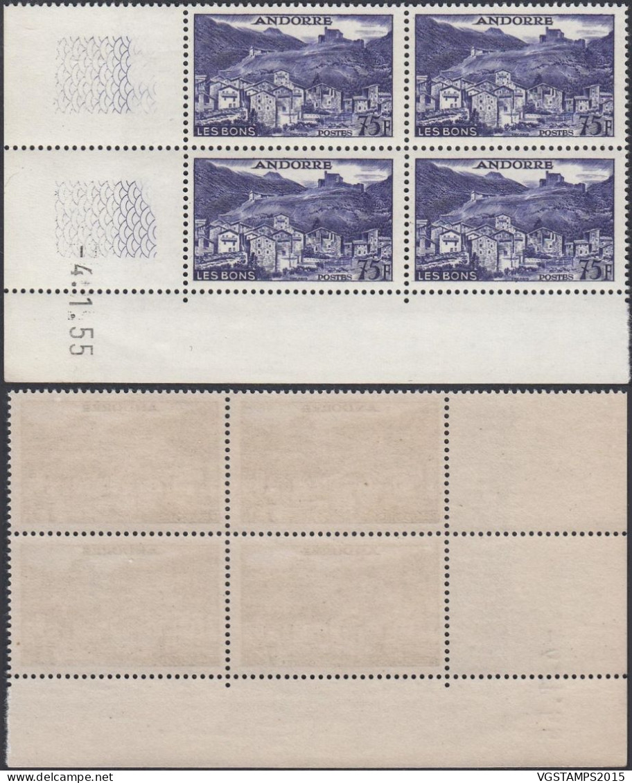 Andorre 1955 -Andorre Française-Timbres Neufs. Yv. Nr.:153. Mi Nr.157.Coin Daté: 4/1/55. RARE¡¡(EB) AR-02079 - Nuevos