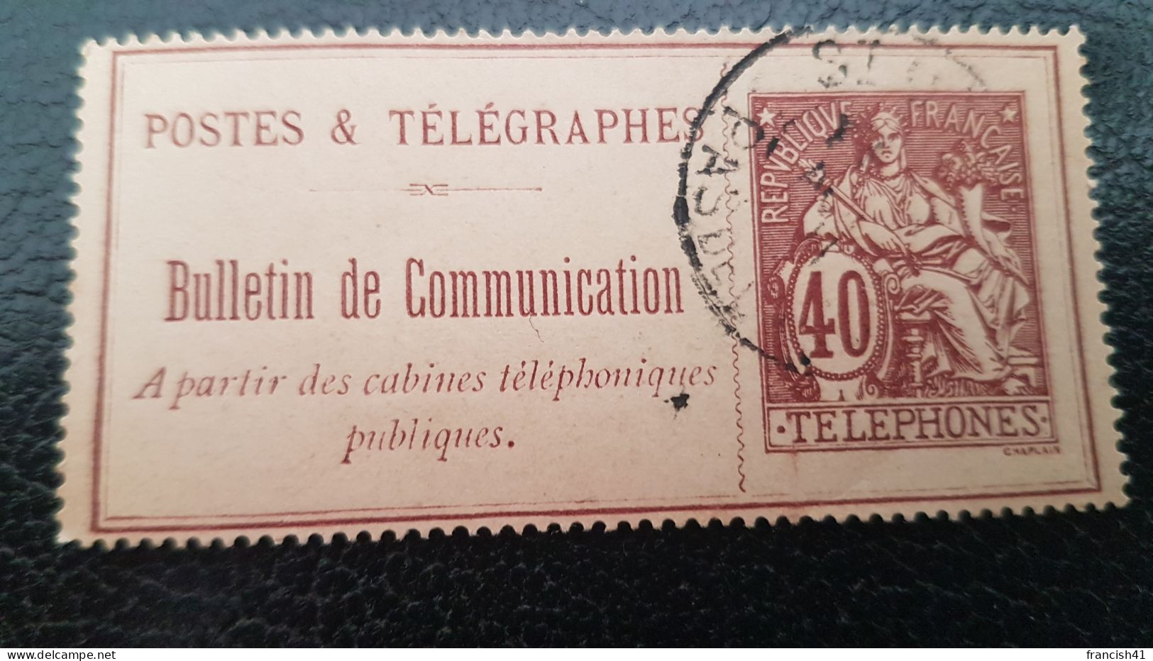 France - TIMBRE TELEPHONE N° 26  40c Brun-rouge - Telegrafi E Telefoni