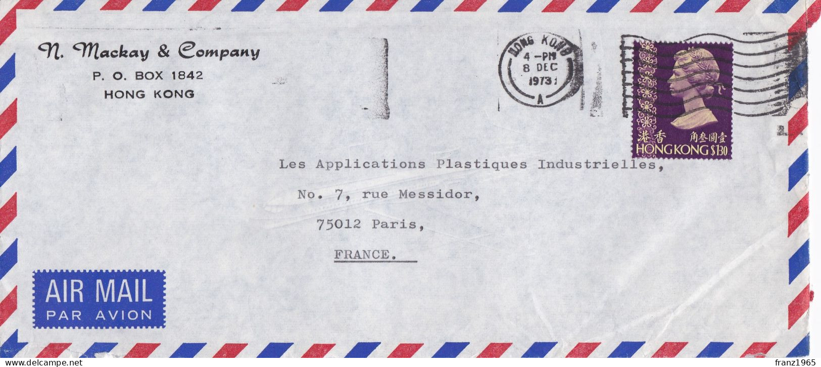 From Hong Kong To France - 1973 - Lettres & Documents