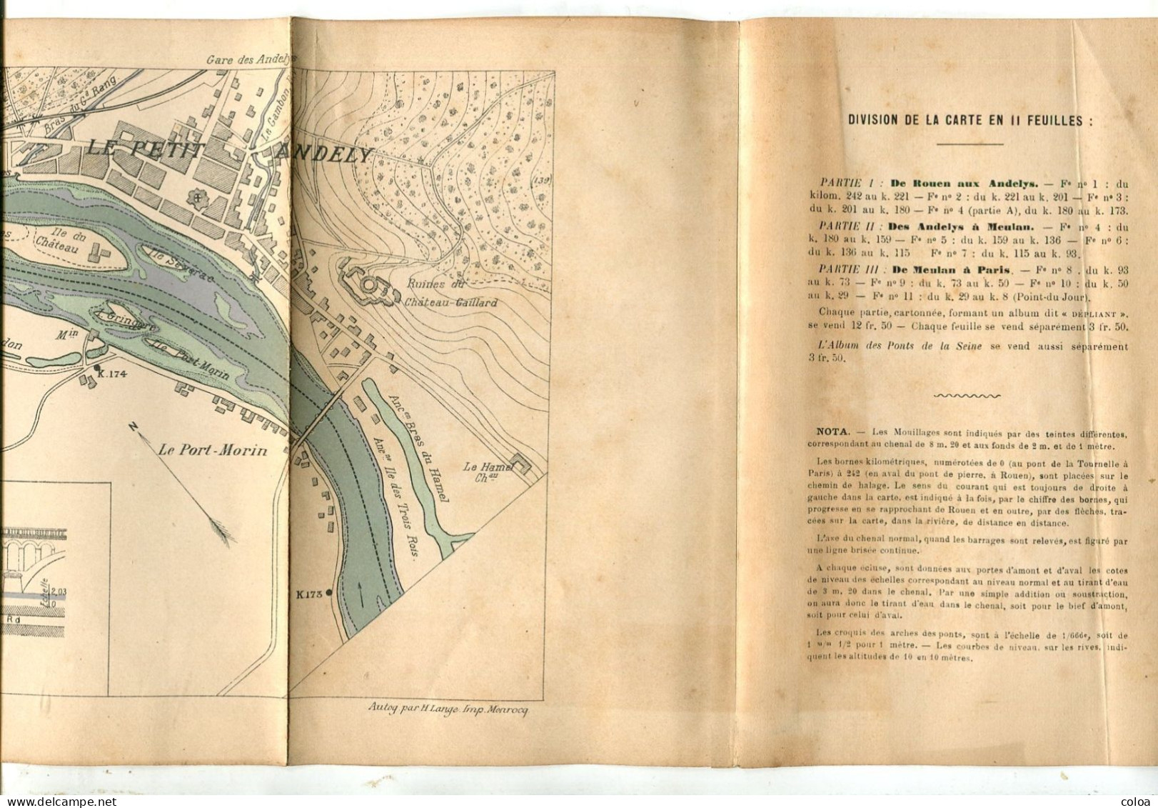 Batellerie VUILLAUME Carte Du Chenal De La Seine De Rouen à Paris Au 1.10.000° 1899 Complet En 3 Volumes - Nautical Charts